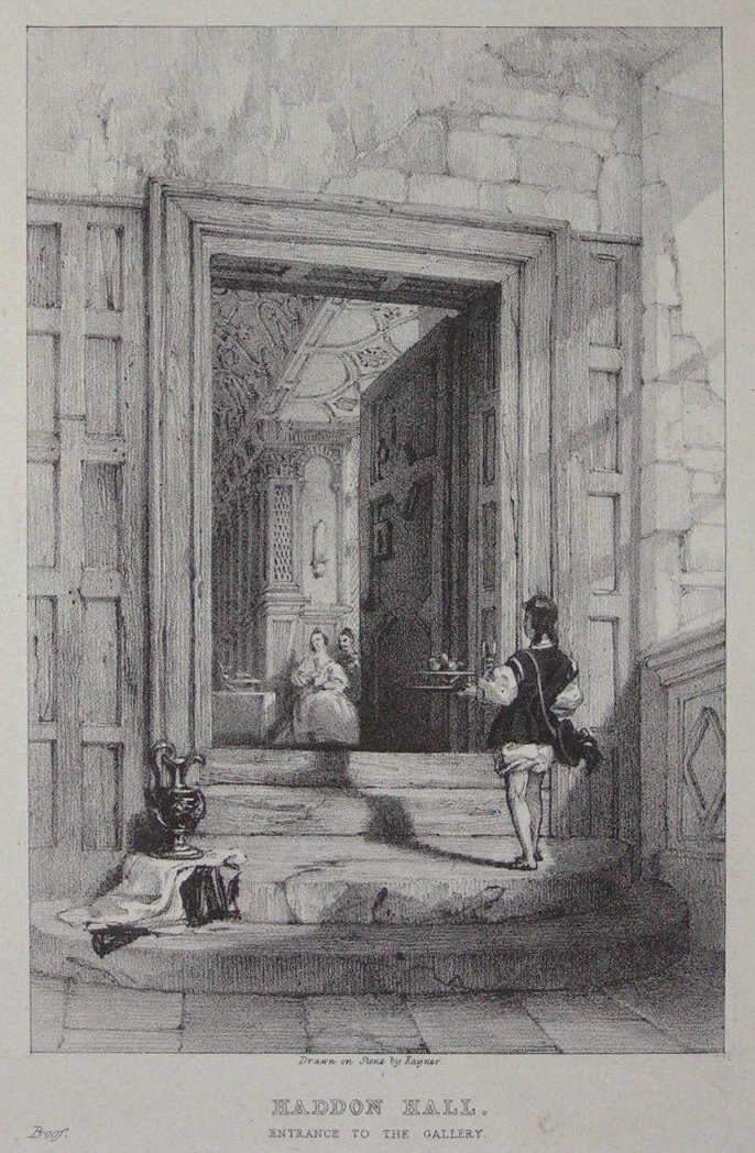 Lithograph - Haddon Hall Entrance to the Gallery - 